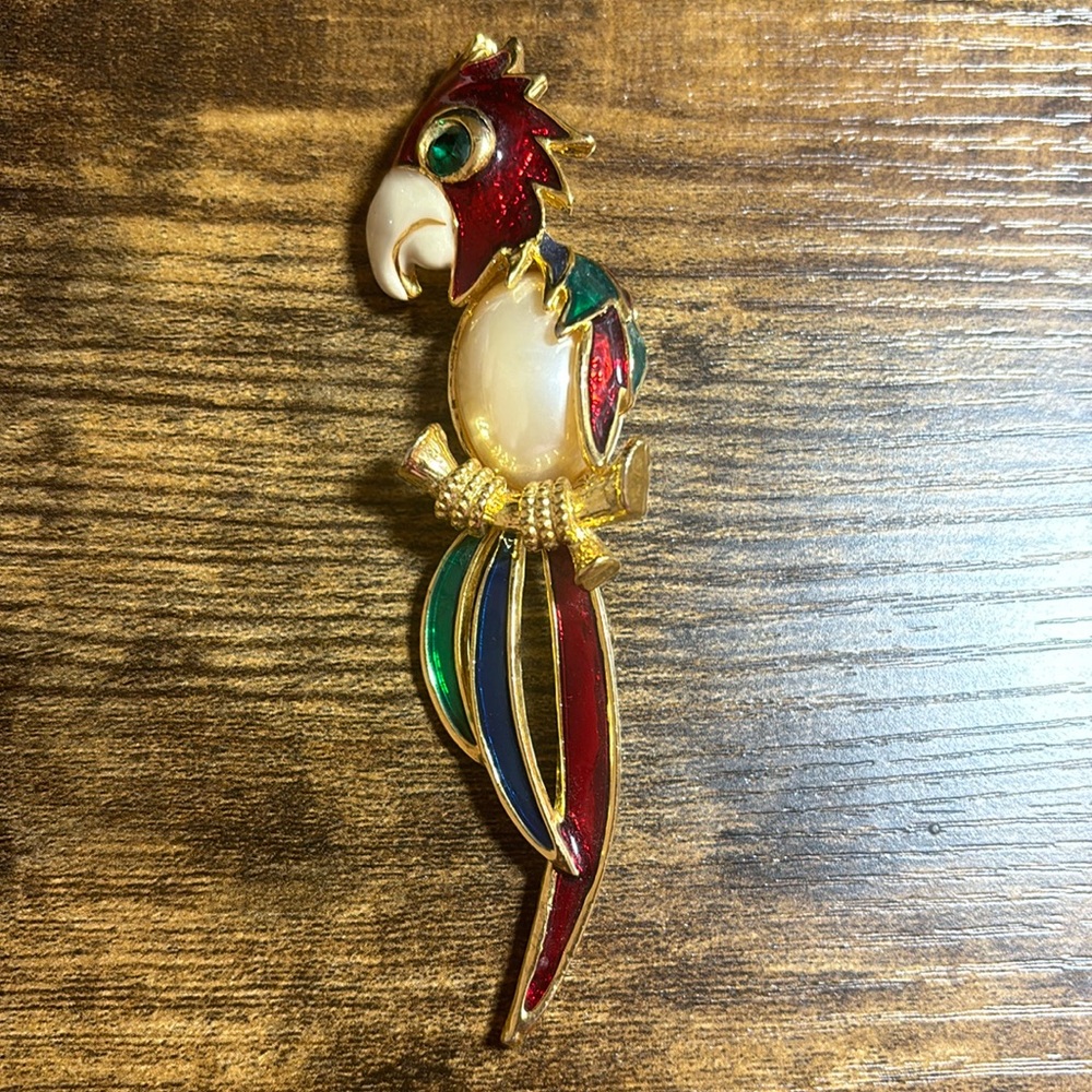 Vintage Enamel Tropical Bird